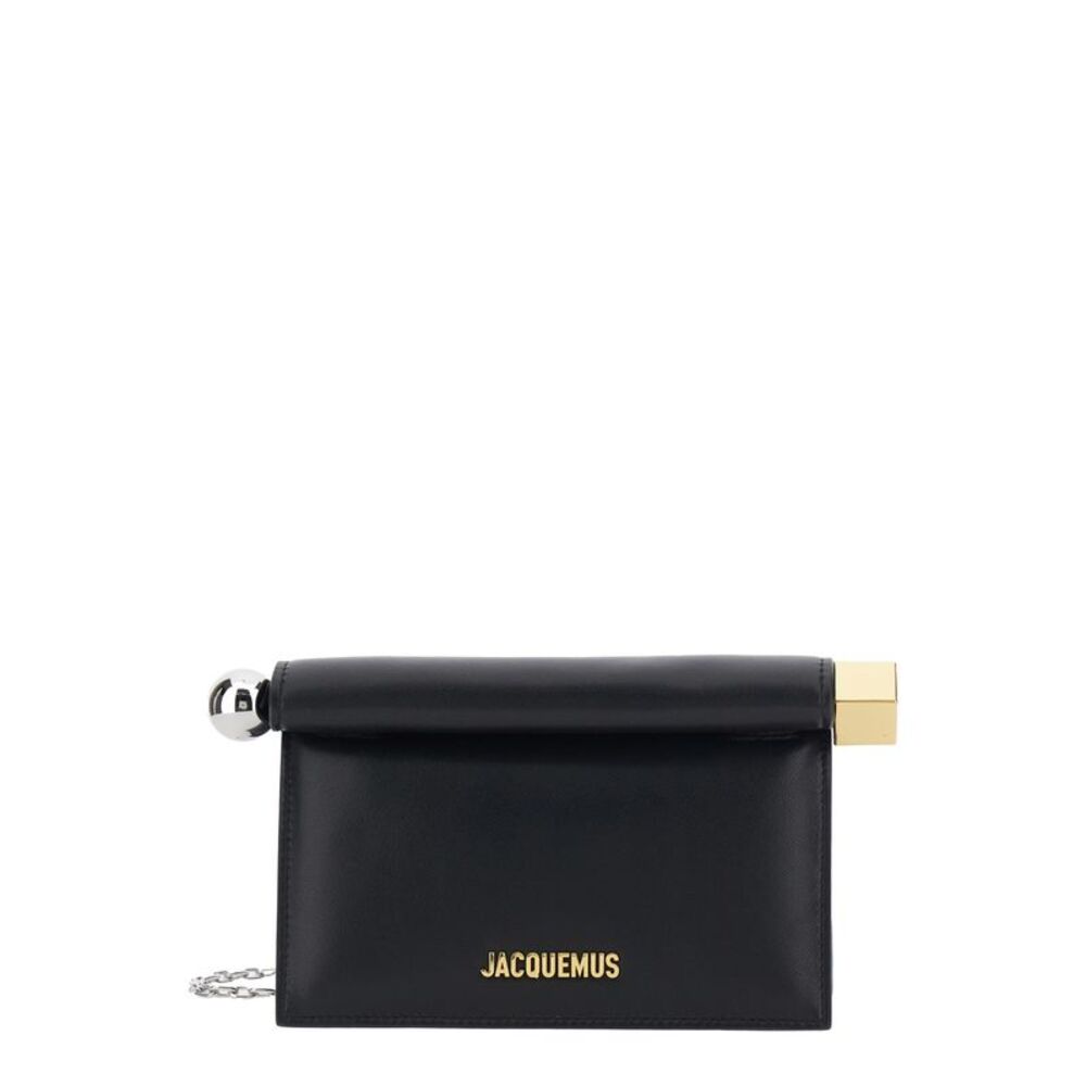 Jacquemus Women La Petite Pochette Rond Carre Is A Black Lamb Leather Unisex Bag